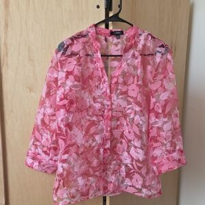 Elementz Pink Sheer Floral Blouse